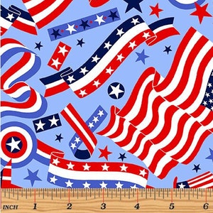 Red, White & True - Go USA Light Blue - Cotton Fabric