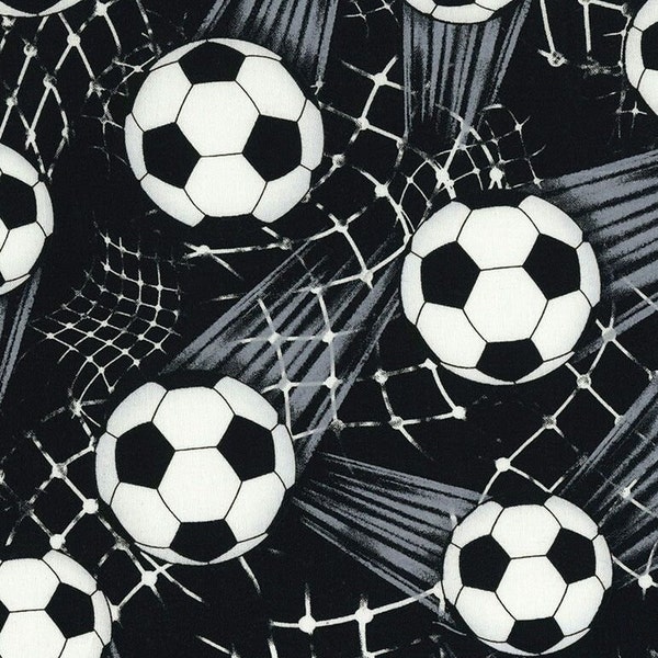 Timeless Treasures - Goal! - Tossed Soccer Balls Fabric by Gail Cadden - Cotton Fabric