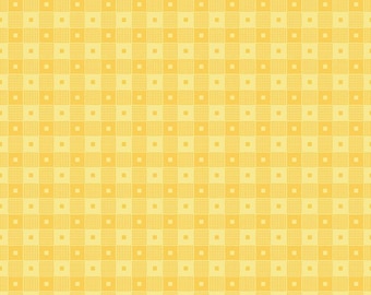 Yellow Plaid Cotton Fabric: Mae Flowers by Cottage Mama
