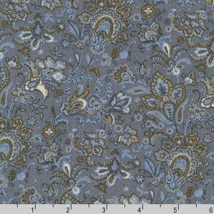 Rayon Fabric - Sunset Studio Collection - Rayon Crinkle - Florals Paisley Graphite - 50&quot; Width