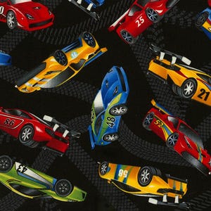 Monster Wheels - Race Cars - Cotton Fabric