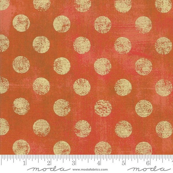 Moda Fabrics - Hits The Spot Metallic - Pumpkin Metallic Fabric by BasicGrey - Metallic - Cotton Fabric