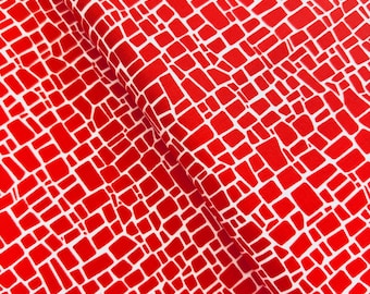 Dinoroar - Tela roja de Sea Urchin Studio - Tela de algodón