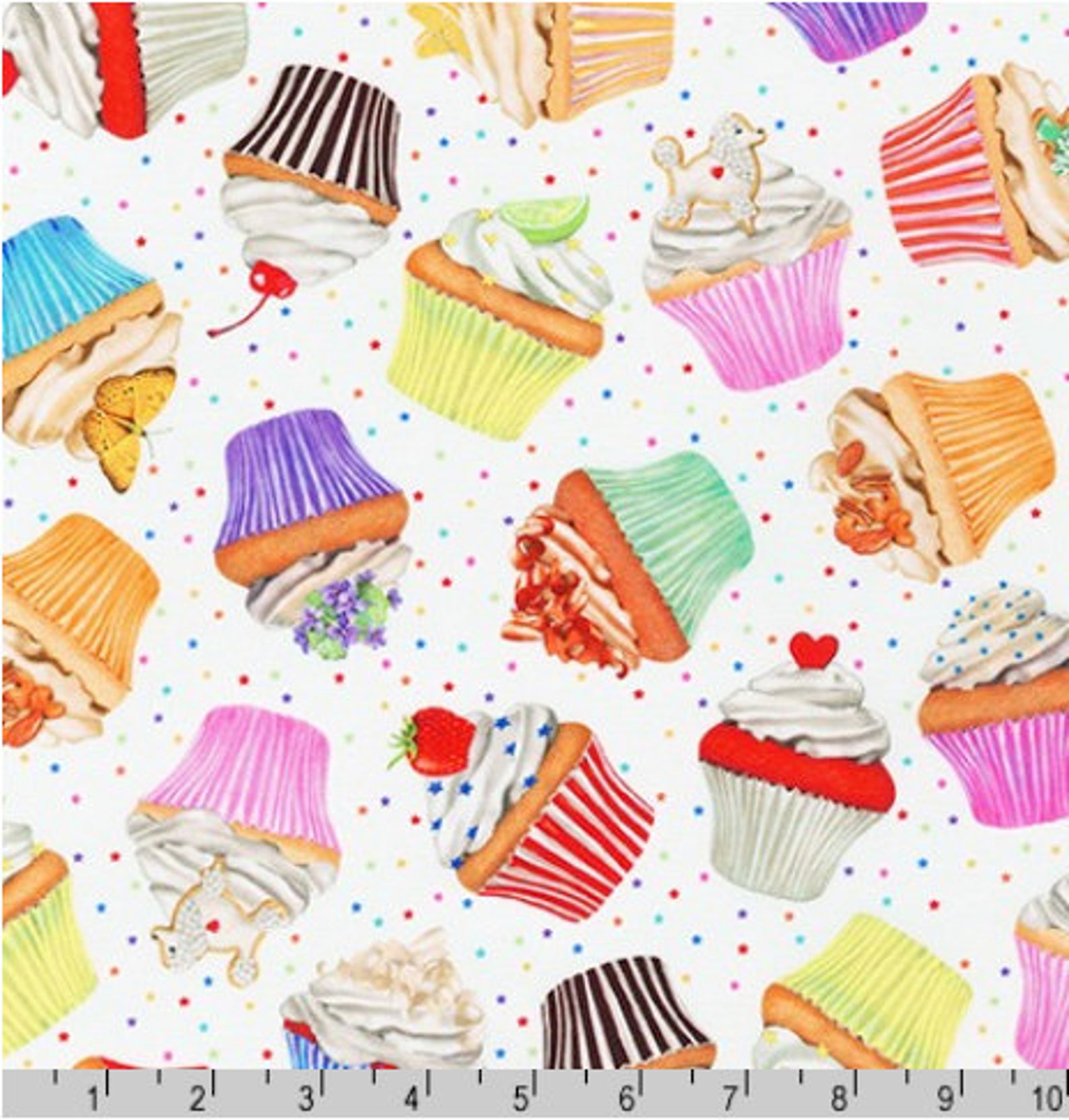 Robert Kaufman Sweet Tooth Cupcakes Fabric by Mary Lake Etsy