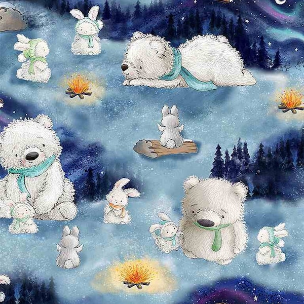 Timeless Treasures - Arctic Nights - Scenic Repeat Fabric by Bunnies by the Bay - Cotton Fabric