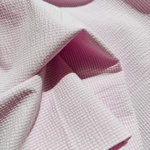 Seersucker Stripe Pink Fabric - Width 56&quot; - Cotton & Polyester Blend