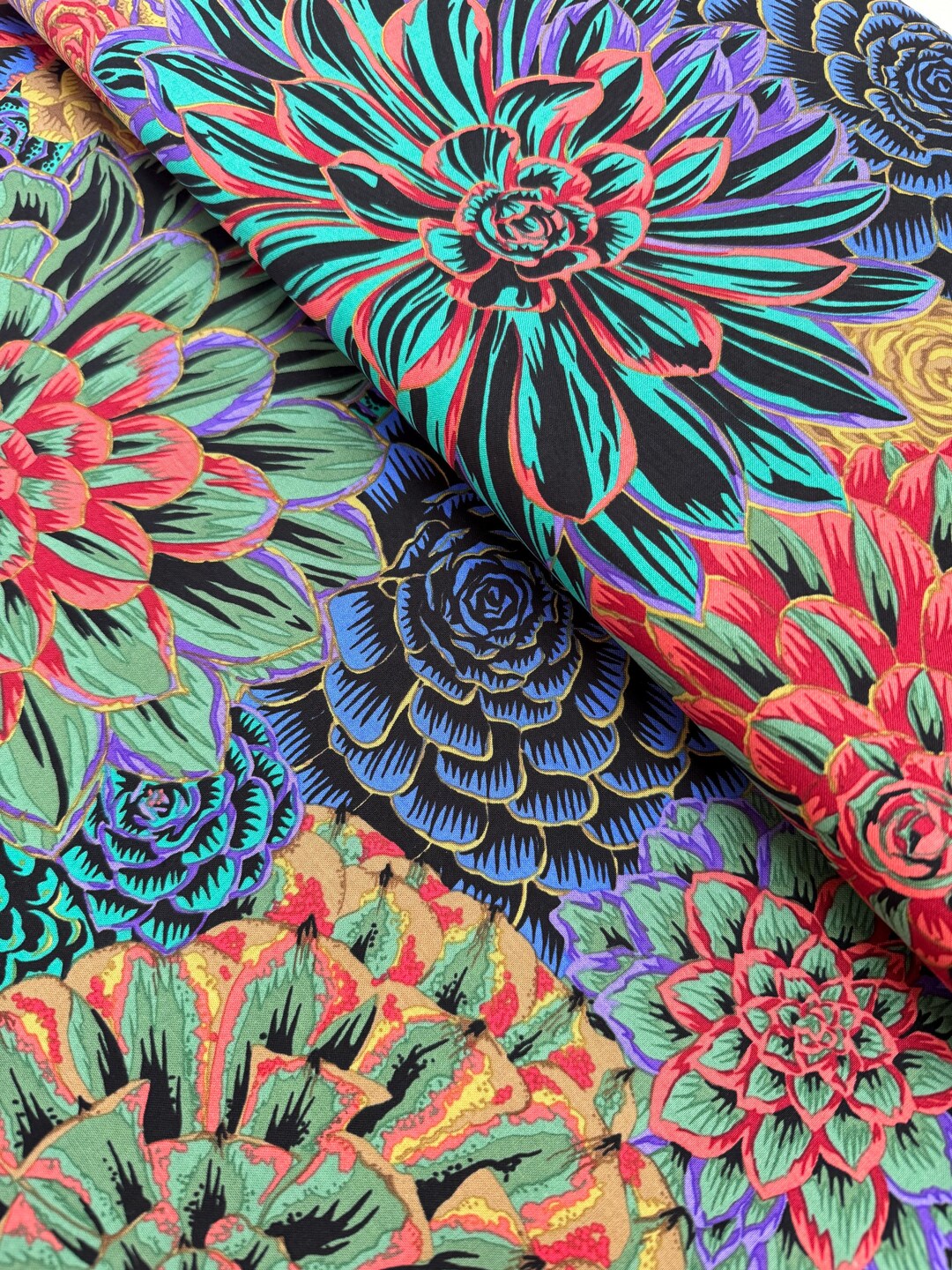 Kaffe Fassett House Leeks Fabric: Jewel Tone Floral Print - Etsy