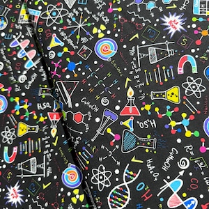 Math & Science - Bright Science Doodles Fabric by Gail Cadden - Cotton Fabric