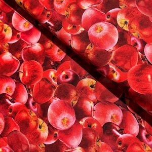 Orchard Valley - Packed Red Apples Fabric - Digital Print - Cotton Fabric