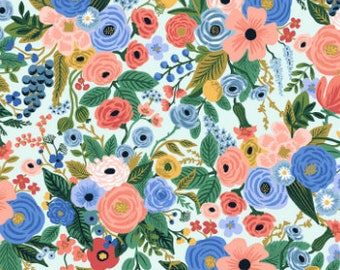 Wildwood - Tela azul Petite Garden Party de Rifle Paper Co. - Tela de algodón