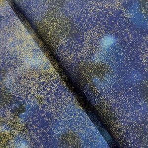 Cosmic Skies - Royal/Gold Metallic - Cotton Fabric
