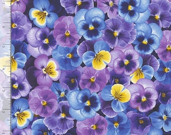 Timeless Treasures - Pansy Paradise - Packed Pansies Fabric by Gail Cadden - Cotton Fabric