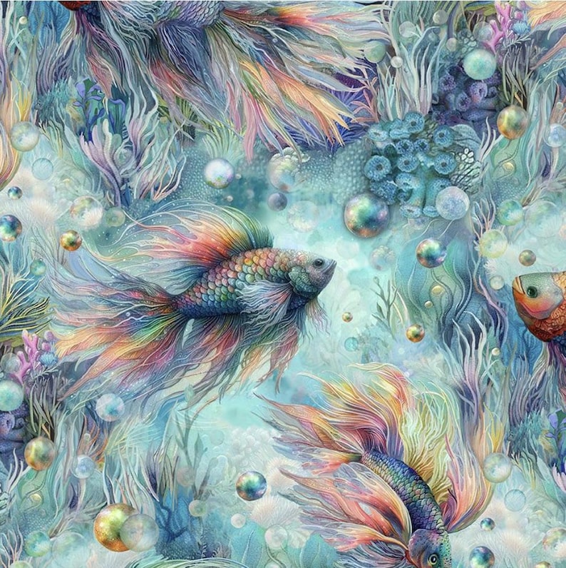 Oceana – Rainbow Fish Fabric by Timeless Treasures – Quilting Cotton ...