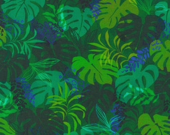 Robert Kaufman - Midnight In The Jungle - Tropical Foliage Jungle - Cotton Fabric