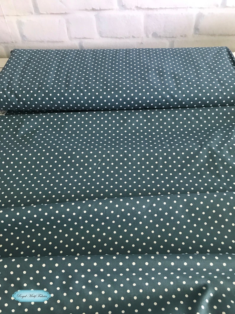 Polka Dot Timeless Treasures Denim Blue Cotton Fabric Remnants