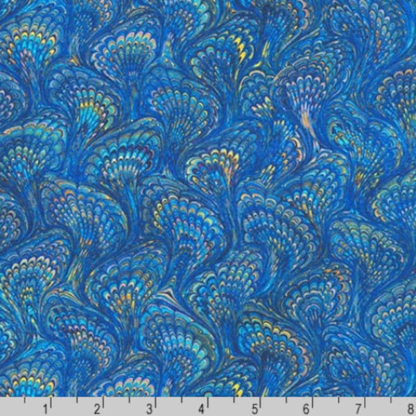 Robert Kaufman - Library of Rarities - Swirls Indigo - Cotton Fabric