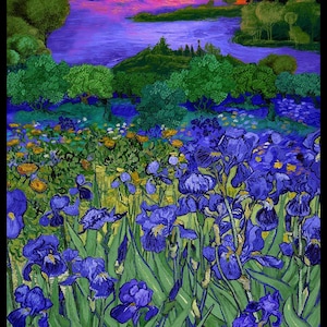 23&quot; Panel - Wild Iris - Iris Landscape Panel by Chong-a Hwang - Digital Print - Cotton Fabric - Sold by the Panel (23&quot; x 43&quot;)