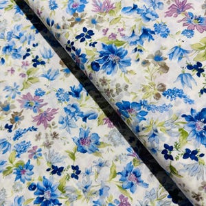 Tessuto di cotone per prato - Tessuto di cotone per prato Sevenberry Petite Garden, blu - Tessuto di cotone per prato