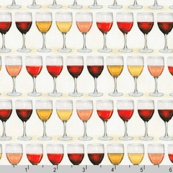 Robert Kaufman - Uncork And Unwind - Wine Glasses Fabric by Mary Lake Thompson - Cotton Fabric