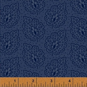 Evelyn - Leaves Blue Fabric by Whistler Studios - Cotton Fabric