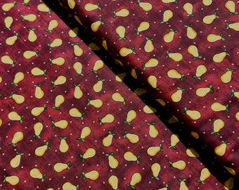 Folk Art Basics - Pear Dot Dark Red Fabric by Cheryl Haynes - Cotton Fabric