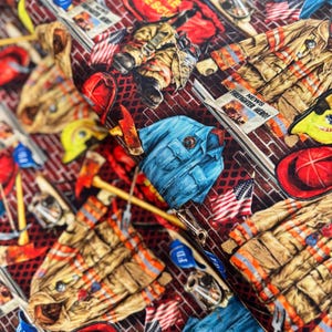 Fire Rescue - Fire Fighter Equipment Fabric by Dona Gelsinger - Digital Print - Cotton Fabric