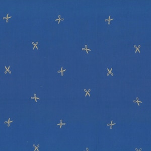 Indah Batiks Scissors - BlueJay/Gold Metallic Batik Fabric - Metallic Cotton Fabric