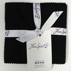 Designer Essentials Solids Black - 5&quot; Charm Pack - 42, 5&quot; x 5&quot; Precut Fabric Squares