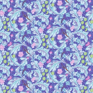 Kaffe and Morris & Co - Leicester - Cobalt Fabric - Cotton Fabric