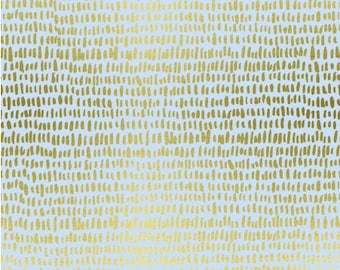 Tkanina Wildwood Hatchmarks Blue Lawn Fabric, metaliczna bawełniana tkanina trawnikowa
