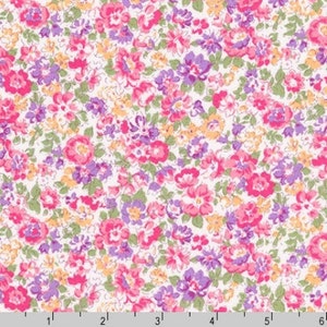 Robert Kaufman - Cotton Lawn - Sevenberry Petite Garden Lawn - Packed Florals Pink Fabric - Cotton Lawn Fabric