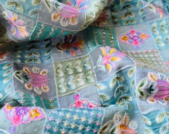 Crepe Chiffon Digital Print Fabric with Sequins and Thread Work