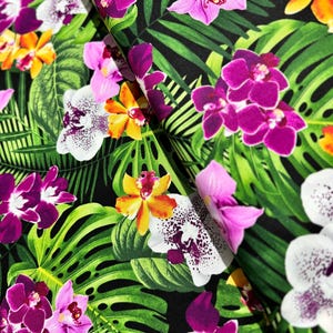 Foglie e fiori di banano - Tessuto di cotone