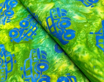 Tela Batik Trucks & Tracks: Material de acolchado de algodón artesanal