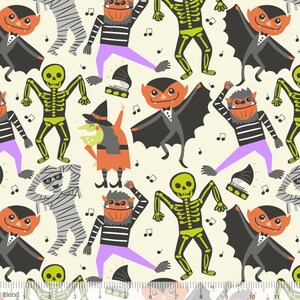 Boo Bash - Monster Mash Ivory Fabric by Maude Asbury - Cotton Fabric