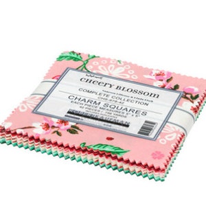 Robert Kaufman - Cherry Blossom Complete Collection Charm Pack by Wishwell - 42, 5" x 5" Precut Fabric Squares