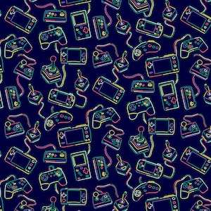 Gamer - Video Game Controllers Fabric - Digital Print - Cotton Fabric