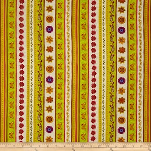 Spice Garden - Floral Stripes - Cotton Fabric
