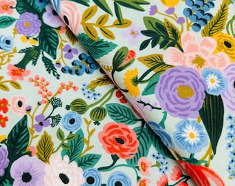 Rifle Paper Co. Mint Floral Fabric: Garden Party Quilting Cotton