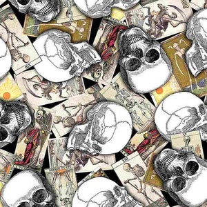Creep It Real - Teschi sulle carte dei Tarocchi - Tessuto di cotone