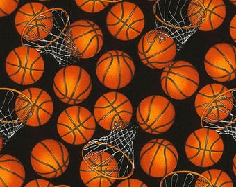 Basketball and Hoops Fabric by Gail Cadden - Cotton Fabric