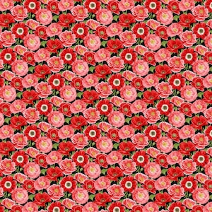 Poppy Meadows - Small Packed Poppies Fabric by Jane Shasky - Cotton Fabric