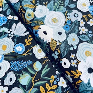 Wildwood Garden Party Blue Floral Cotton Fabric by Rifle Paper Co.