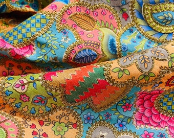 Multicolor Artificial Raw Silk Embroidered Fabric/Lustrous Fabric