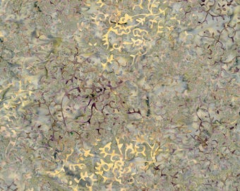 Tessuto batik Tonga Sprigs Sage, cotone floreale delicato, tessuto per trapuntatura