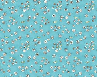 Clothworks - Daisy, Daisy - Tissu fleuri ciel par Anita Jeram - Tissu en coton