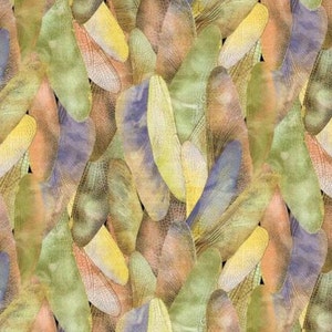 Dance of the Dragonfly - Gilded Wings Dusty Citron Metallic Fabric by Kanvas Studio - Metallic - Cotton Fabric
