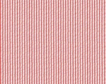 Robert Kaufman - Seersucker Stripe Red Fabric - Width 56" - Cotton & Polyester Blend