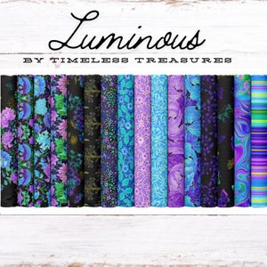 Luminous - Telas de algodón de Chong-a Hwang para Timeless Treasures - Telas de algodón metalizadas - Se venden cortadas a medida