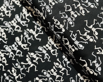Day of the Dead - Dancing Skeletons Stripe Fabric - Cotton Fabric